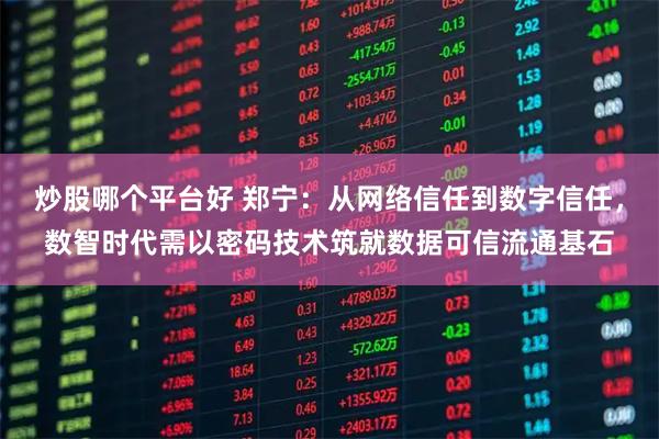 炒股哪个平台好 郑宁：从网络信任到数字信任，数智时代需以密码技术筑就数据可信流通基石